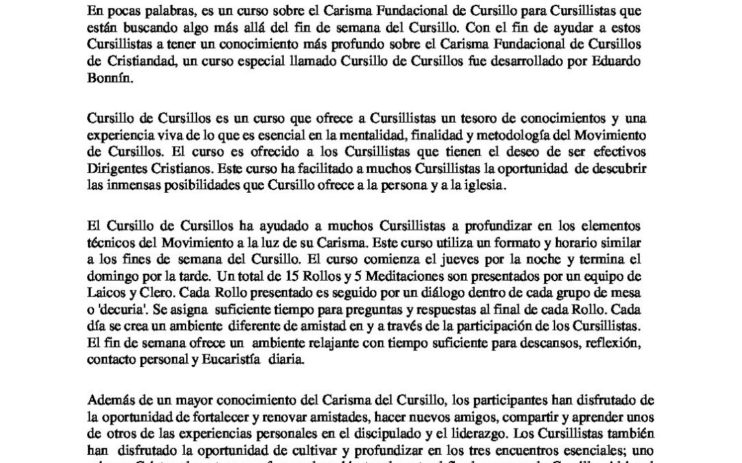 Cursillo de Cursillos 2019 – 2020 – sp