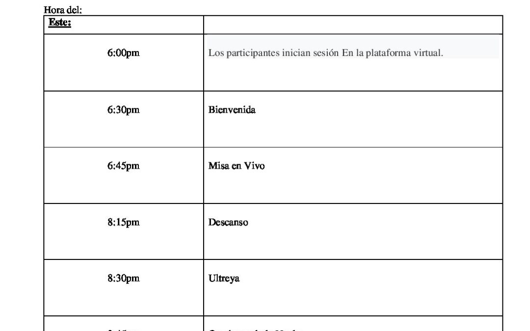 Virtual Encounter Eastern TZ Spanish