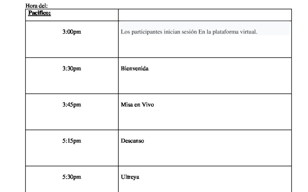 Virtual Encounter Pacific TZ Spanish